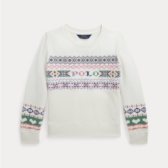 Fair Isle Logo Fleece Sweatshirt girl size 7 - Picture 2 of 8